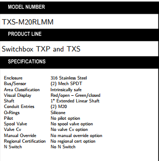 TopWorx 阀位开关 阀门指示器 限位开关 TXS TXP